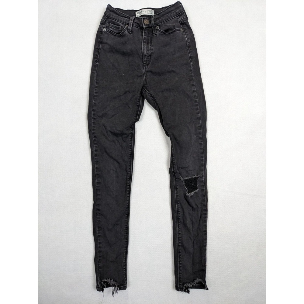 Mudd Womens Size 0 Jegging Jeans High Rise Ankle Black FLX Stretch Distressed